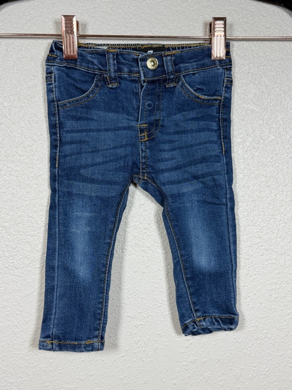 7 For All Mankind Infant 12 Month Stretch Skinny Denim Jeans Whisker Wash Faded